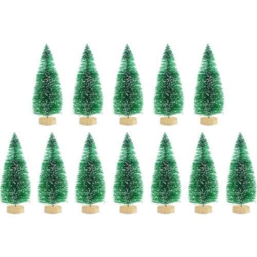 12pcs Mini Christmas Tree Pine Tree DIY Christmas Decorations For Home Table Navidad Xmas Ornaments New Year Decor Kids Gift
