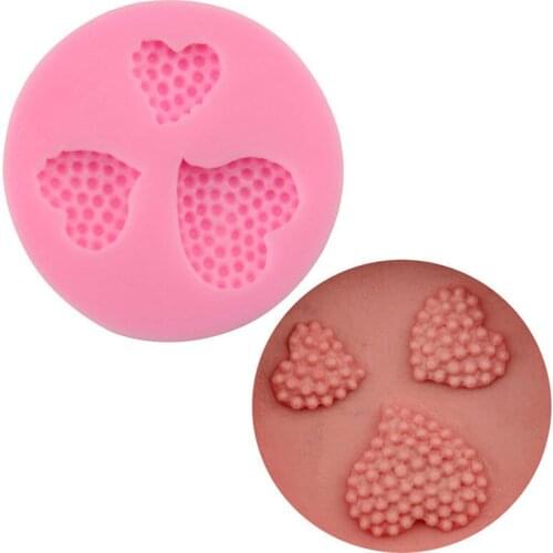3 Holes Heart Shape Chocolate Mould DIY Fondant Cake Silicone Mold Sugarcraft Candy Baking Tool Mould Soap Mold Cake Decorator