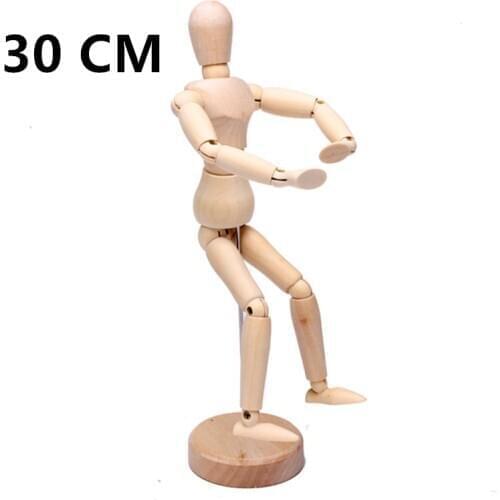 30CM 16 Moveable Joints Wooden Man Figure Toys Dolls with Standing Flexible Wood Man Art Draw Naked Dolls Model Toy for Kid