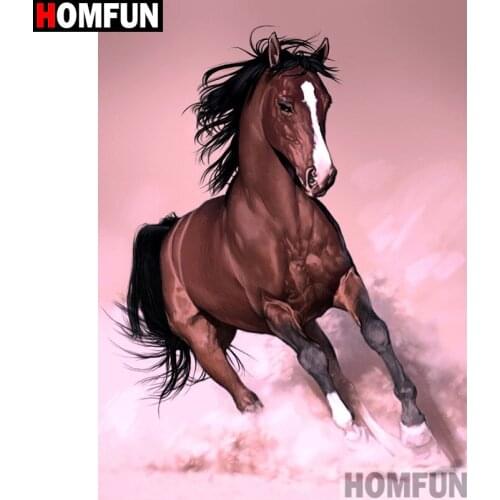 HOMFUN Full Square/Round Drill 5D DIY Diamond Painting "Animal horse" 3D Embroidery Cross Stitch 5D Home Decor A13535