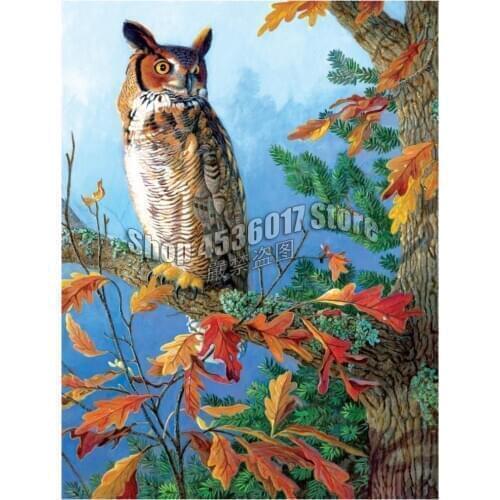 Birds Fall Owl Diy Full Drill Diamond Painting Cross Stitch Kit Mosaic Silent Observer Art Gifts Diamond Embroidery Home Decor