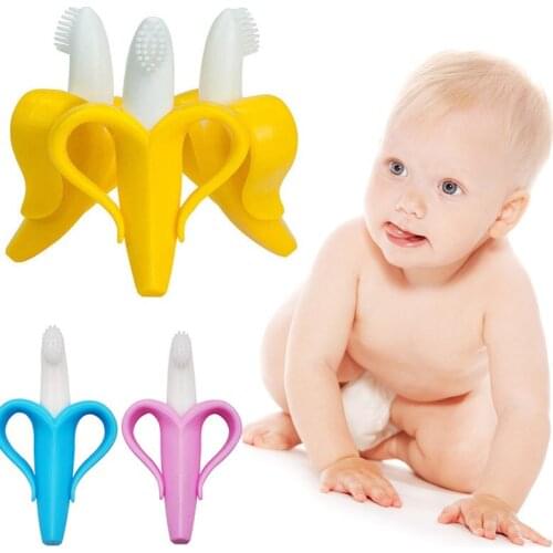 Safe Baby Silicone Teether Training Toothbrush BPA Free Banana Corn Toddle Teething Chew Toys for Infant Chewing Newborn Gifts