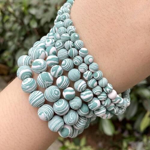 Dull Polished Matte Green White Malachite Stone Round Beads For Jewelry Making 6/8/10mm Spacer Loose Beads Diy Bracelet Necklace