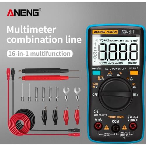 AN8009 Digital Multimeter 9999 counts True-RMS AC/DC Voltmeter Transistor Testers High/standard version Auto Range Tester