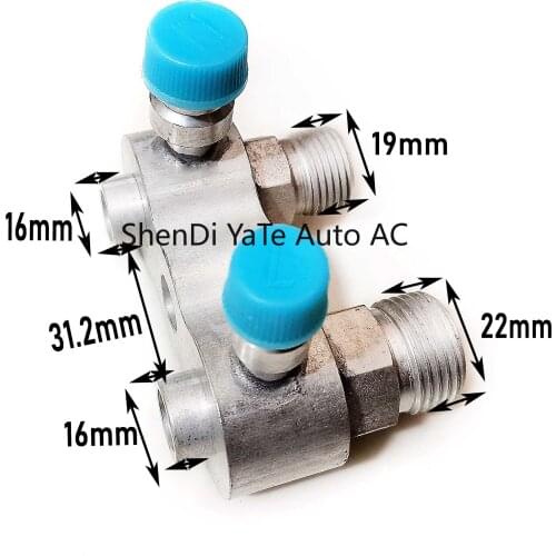1PCS) A/C Compressor Parts,High And Low Pressure Plate Connector With Refrigerant Valve Aluminum Pipe Fittings