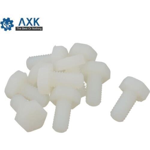 DIN933 Nylon External Hex Bolts Hex Screws White M3 M4 M5 M6 M8 M10 M12 Plastic Screws Insulation Bolt PA66 GB5783