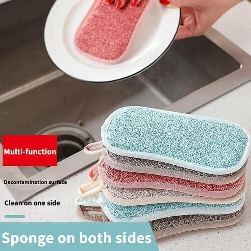 Double-sided Sponge Magic Wipe Scouring Pad Reusable Dish Cloth Decontamination Cleaning Brush Microfiber Pot Washing Dishcloths