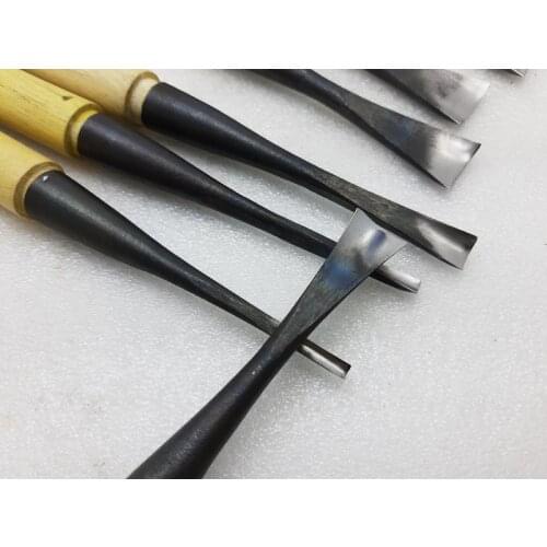 NEW 3-30mm Round billet Woodworking Chisels Trimming triangle knife Hand Wood Carving Knives