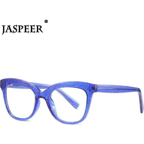JASPEER TR90 Anti Blue Ray Computer Glasses Women Cat Eye Glass Men Blue Light Blocking Fashion Eyewear Glitter Frames