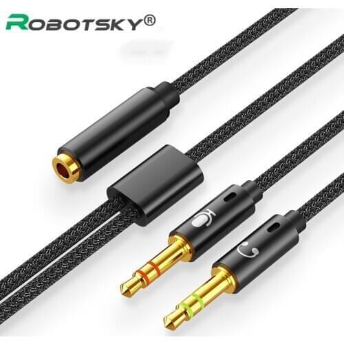 3.5mm Headset Computer Conversion Cable Headphone Mic Audio Splitter Cable For Smartphone To PC Adapter Converters Accessories