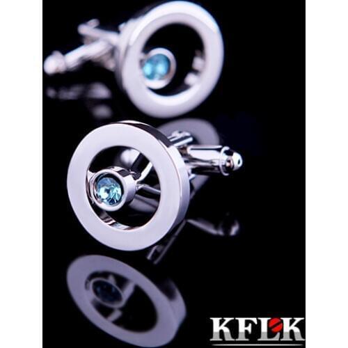 KFLK 2020 Luxury shirt cufflink for mens gift Brand cuff buttons Green Crystal cuff link cheap High Quality abotoadura Jewelry