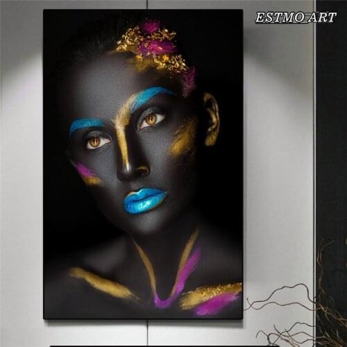 Room Decor Canvas Painting African Art Black and Gold Woman Study Parlor Decorative Paintings American Style Wall Prints