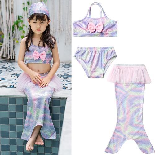 Halloween Girls Costume Set Anime Swimsuit Child Mermaid Tails for Swimming Party Cosplay Costume Swimwear zeemeerminstaart
