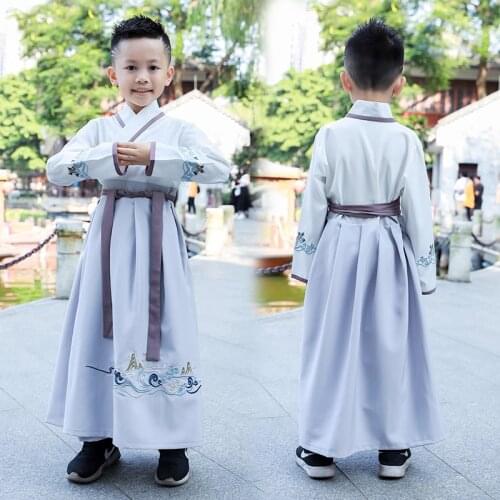 Tang Suit Chinese Ancient Costume Hanfu Robe Boys Folk Dance Dress Han Dynasty Classical Robe Girls Cosplay Stage Dancewear
