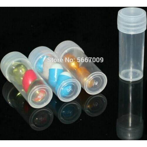 100Pcs Lab Plastic 5ml Sample Bottle Small Vial Medicine Pill Powder Capsule Storage Container