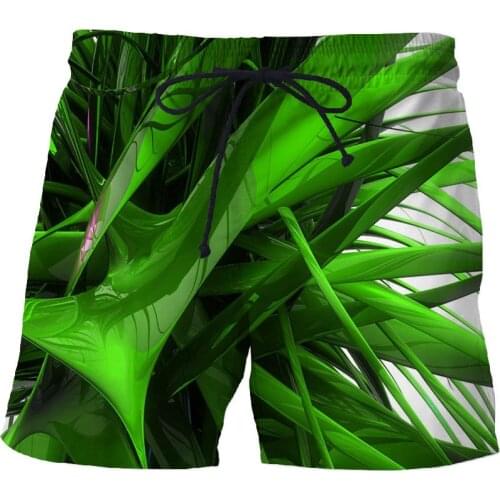 2021 New Men Summer Couples Green Leaf 3D Print Plunge Swim Casual Holiday Swimming Beach Shorts mens clothing board shorts