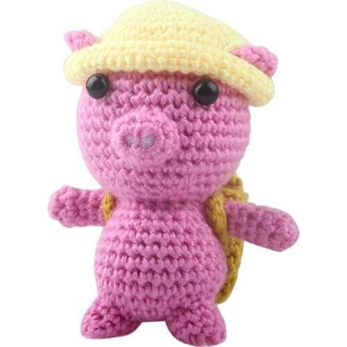 Fityle Lovely Pink Pig Crochet Doll Kit for Adults Beginners Learn to Knitting Sewing Christmas Crafts