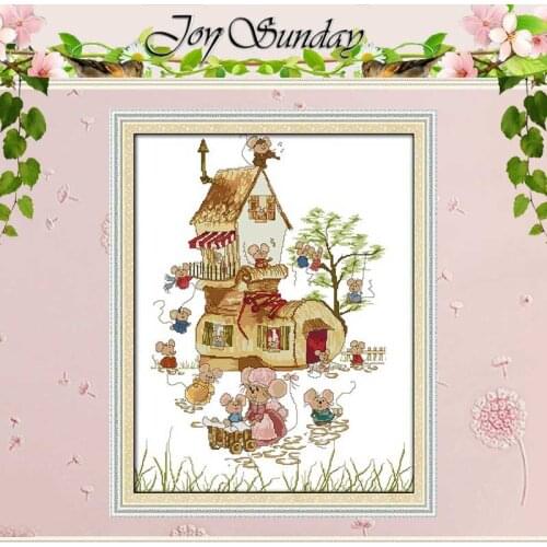 The Mouse Family Patterns Counted Cross Stitch 11 14CT Cross Stitch Set Wholesale Cartoon Cross-stitch Kit Embroidery Needlework