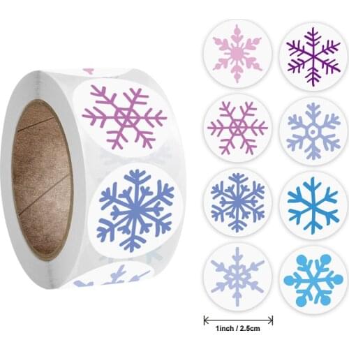 50-500Pcs Merry Christmas Stickers Color snowflake sticker Design Labels For Christmas Gift Decor Labels Scrapbooking Stationery