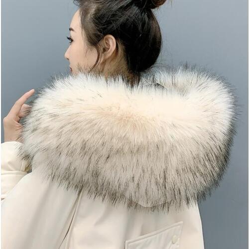 Super big Autumn winter womens luxury faux Raccoon fox faux fur collar faux collar muffler scarf hooded fur collar fur scarf