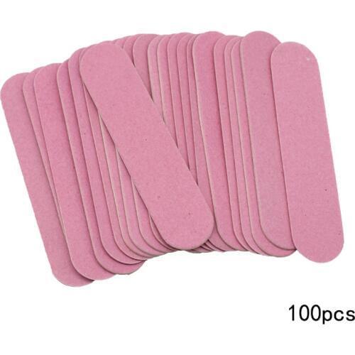 100pcs/lot Pink Mini Wood Nail File Sanding Files 9cm Buffing Pedicure Manicure Care Tools Disposable Nail limas para manicura