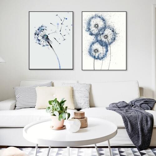 Blue Dandelion Poster And Print Wall Art Flowers Canvas Painting Modular Pictures Decoration Living Room Luxury Modern Object