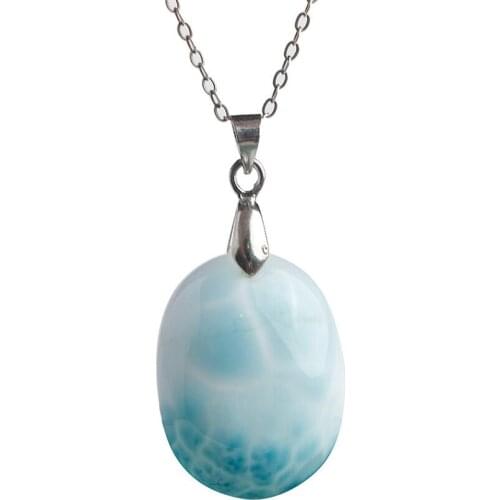 Genuine Blue Water Pattern Natural Stone Pendant Women Lady Necklace Fashion Natural Larimar Pendant 25*19*9mm