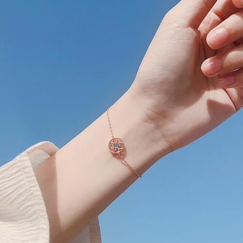 Simple bracelet for female wild heart bracelet with blue lotus new fashion bracelet gifts for cute girl female lady gifts