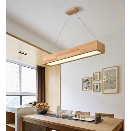 Adjustable Pendant Lights LED Wooden Dining Light With Metal Lampshade Lustres Modern Hanging Lamp Suspension Lighting