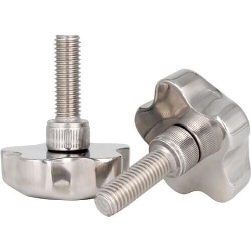 2pcs M12 stainless steel Torx hand screws bolts star type T&TX handle knob grip screw bolt 70mm head diameter 30mm-100mm length