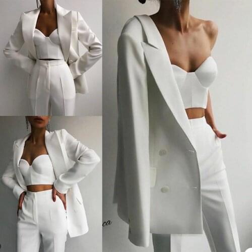Sexy Women Suit Custom Made Fashion Elegant Peaked Lapel Blazer 2 Pieces ( Jacket + Pants ) Smart Casual Daily Wear