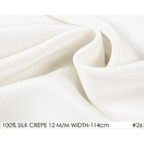 SILK CREPE DE CHINE 12mm Width45"-114cm100%Pure Silk Fabric for Patchwork Sewing Organic Baby Fabric 5Meters/Lot White NO26
