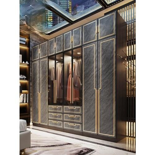 Light luxury wardrobe master bedroom modern simple glass door villa household combination overall wardrobe