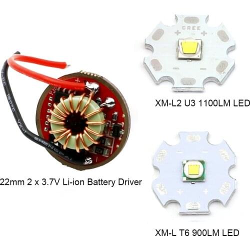 XML T6 XML2 U3 10W LED Emitter 20mm Chip Diode 5.6V-9V voltage 2A 5 Modes Driver Board 22mm Flashlight DIY repair