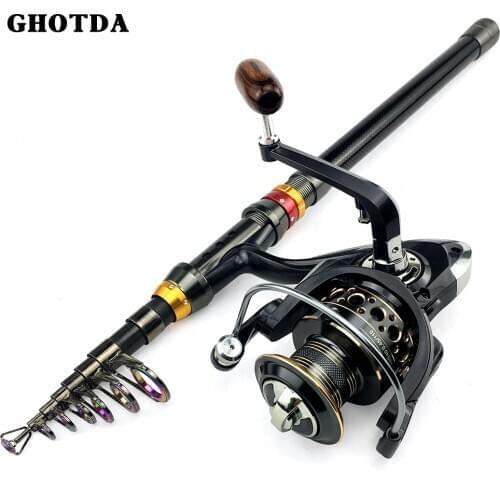 Telescopic Fishing Rod Combo and Reel Kit Spinning Fishing Reel Gear Pole Set Fishing Reel and Rod