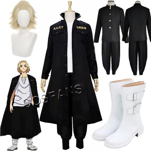 Tokyo Revengers Manjiro Sano Cosplay Costume Wig Tokyo Manji Gang President Llaveros Embroidery Jacket Halloween Party Full set