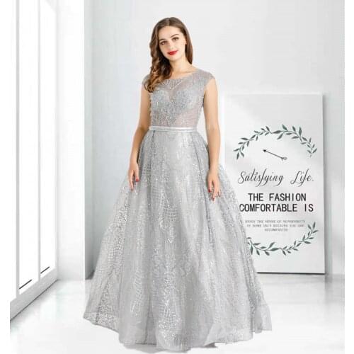 Evening Dresses Gray Long Luxury 2021 Sequin For Women Party, Wedding, Prom HO1081