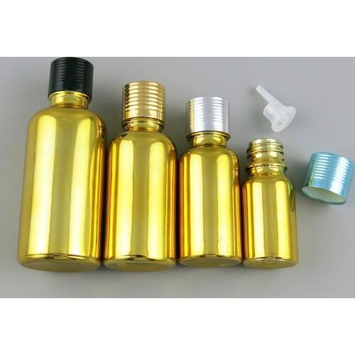 High Quality 5ml 10ml 20ml 30ml 50ml 100ml Refillable Gold Glass Bottle With Aluminium Lids 1OZ Glass Cosmetic Container 200pcs