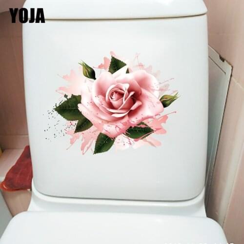 YOJA 24.5CM×18.4CM Modern Art Rose Home Decoration WC Toilet Cover Stickers Room Wall Decal T1-2620