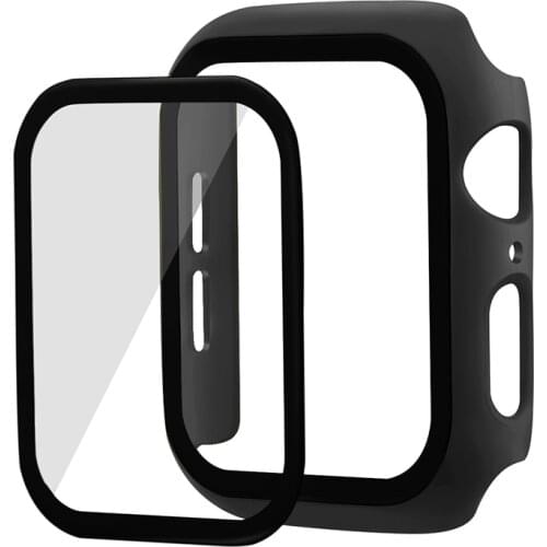 PC cover for Apple Watch SE 6 5 4 40mm 44mm Protective shell case with Tempered glass film for iWatch 3 2 1 42mm 38mm watch case