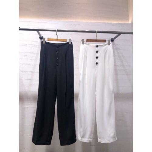 Ladies 2021 fashion new loose four button high waist pants 0315