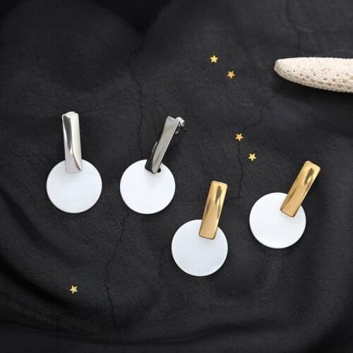 1pair Gold Rectangle Stainless Steel Stud Earrings for Women Geometry Shell Earrings For Women Jewelry boucles d'oreilles