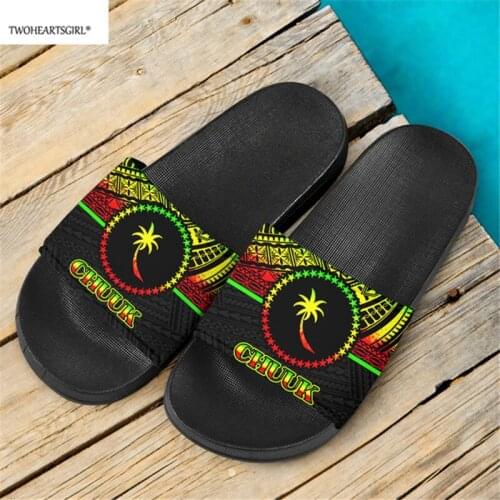 New Women Indoor Floor Flat Shoes Polynesian Chuuk Tribal Printed Flip Flops Female Casual Slipper Comfortable Zapatilla Size 45