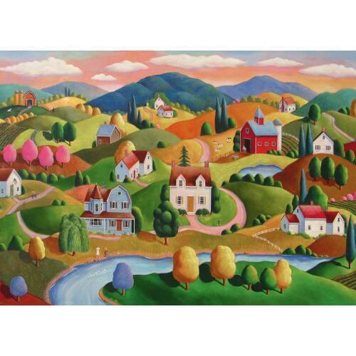 Scenic Mountain forest,villag Arts Needlework 14CT Canvas Unprinted Handmade Embroidery Cross Stitch Kits Set DIY Home Decor