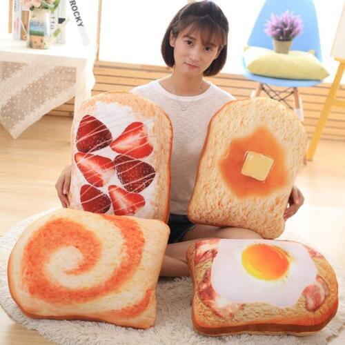 1PCS Simulation Bread Toy Plush Filled Soft Dessert Pillow Bread Plush Toy Office Napping Pillow Girl Creative Birthday Gift
