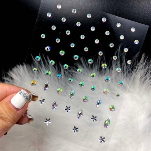 1pc Disposable Tattoo Stickers Color Crystal Diamond DIY Eyes Face Body Waterproof Makeup Stickers Makeup Tools Face Jewelry