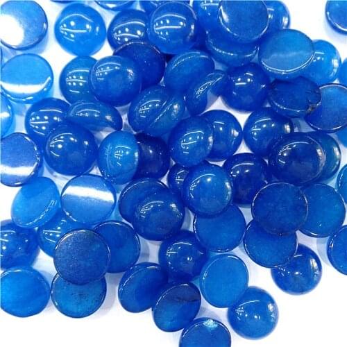 100Pcs 12x5mm Wholesale Blue Malay Jade Round Cab Cabochon DIY Jewelry Making Accessories M146