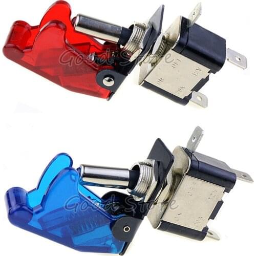 2Sets 12V 20A Auto Car Boat Truck Illuminated Led Toggle Switch With Safety Aircraft Flip Up Cover Guard