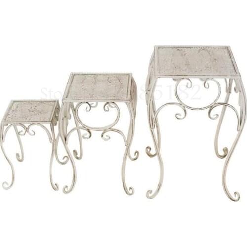 600 American retro wrought iron flower stool three-piece set garden garden balcony tiered ladder flower stand potted decorative