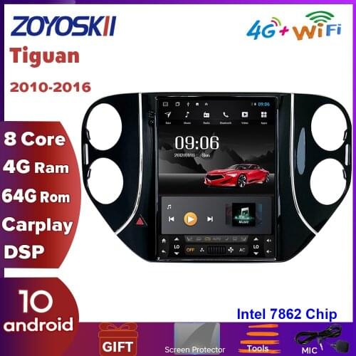 ZOYOSKII Android 10 10.4 inch vertical Tesla style CAR multimedia radio GPS navigation player for Volkswagen Tiguan 2010-2016